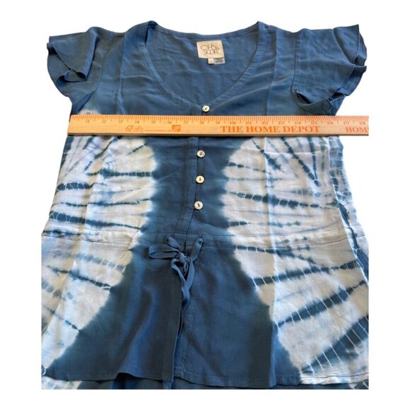 Chaser Blue Tie Dye Blouse Top Tie Waist XS - Picture 4 of 10